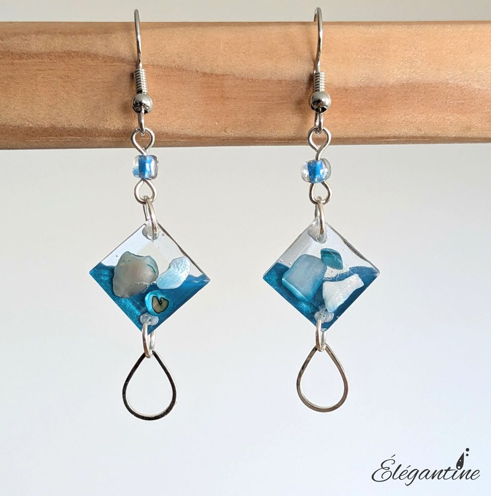 boucles d'oreilles bleues océan elegantine