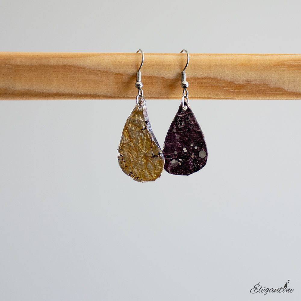 boucles d'oreilles papier recyclé