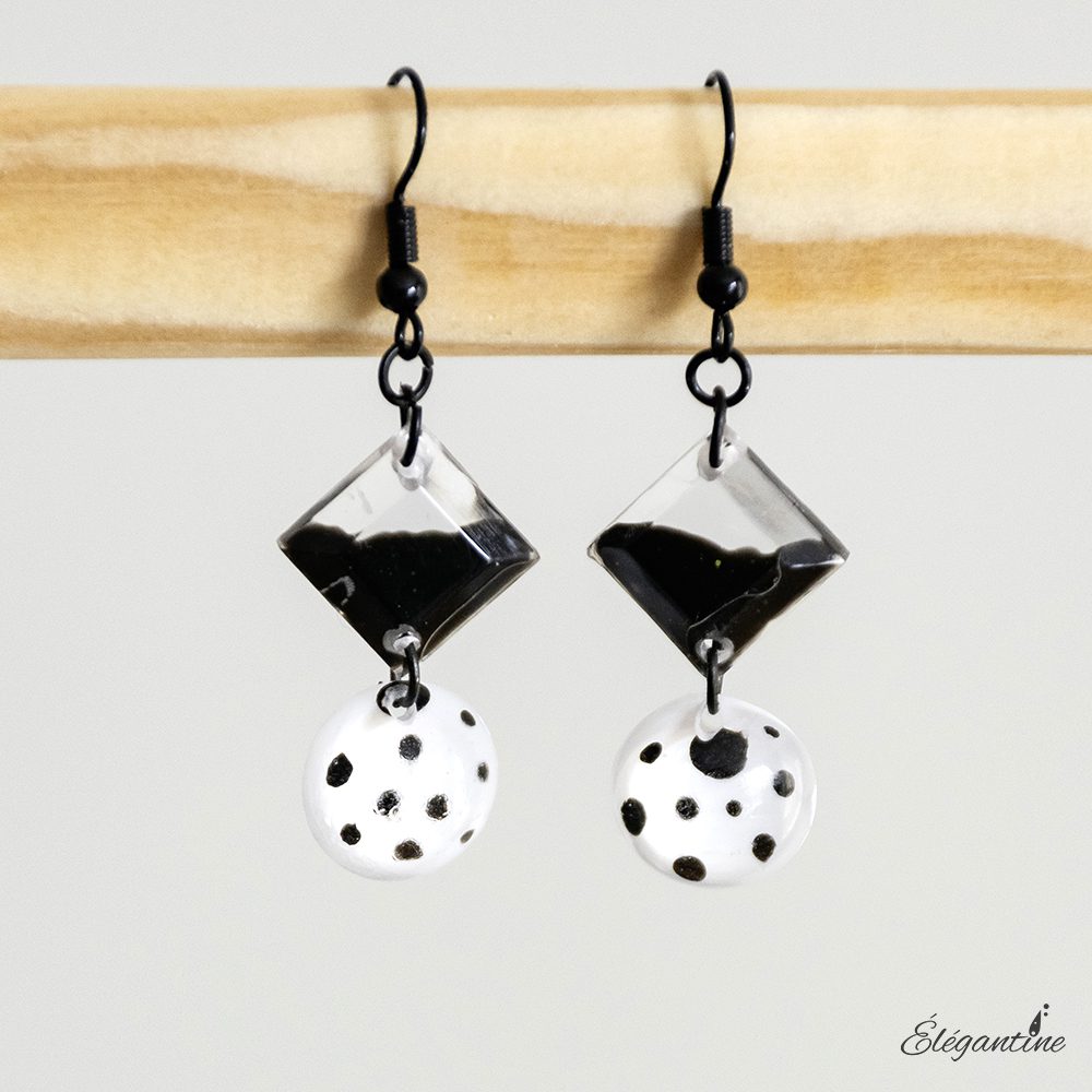 boucles d'oreilles vintage en résine