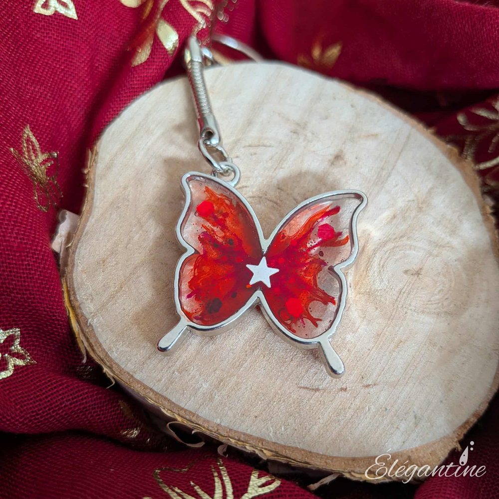 papillon en résine porte clés