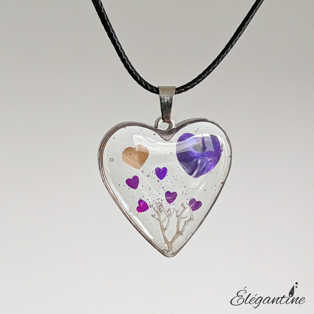 pendentif coeur résine st valentin cadeau