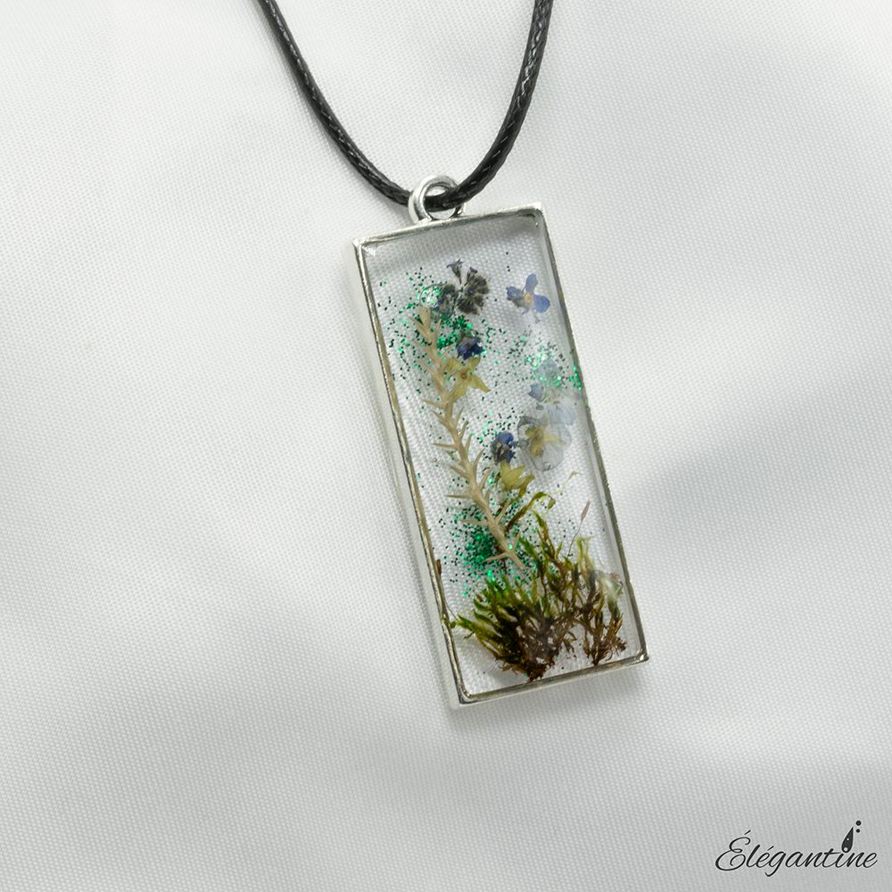 pendentif résine fleurs
