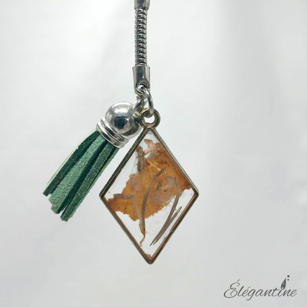 porte clé lueur dorée losange