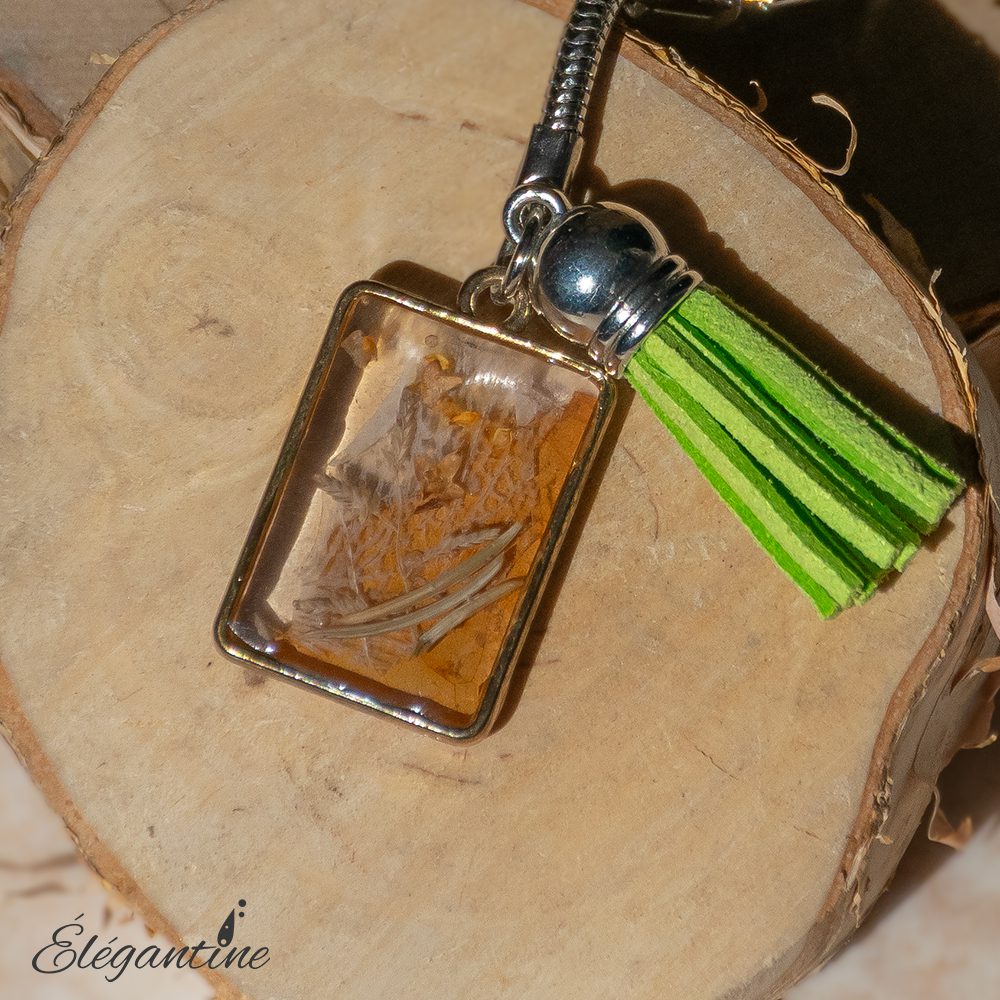 porte clé feuilles naturelles