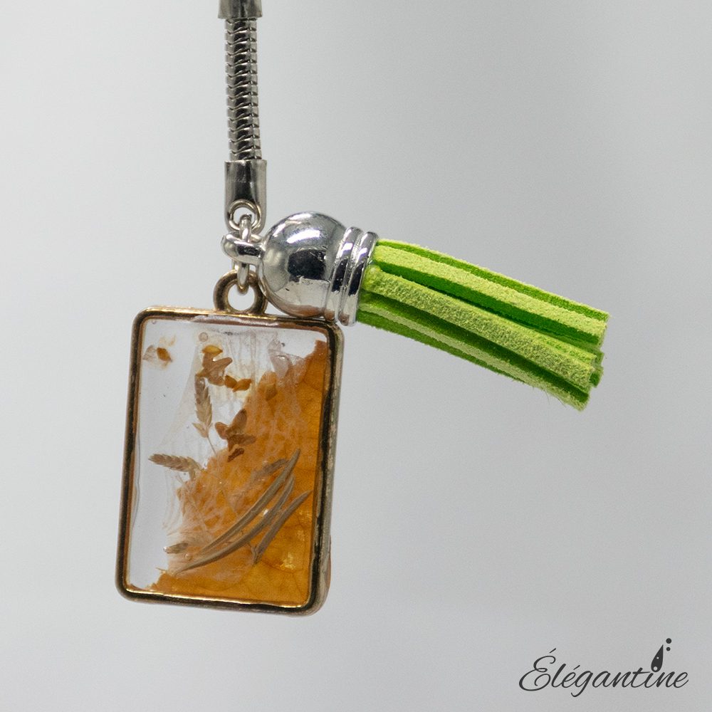 porte clé lueur dorée rectangle court