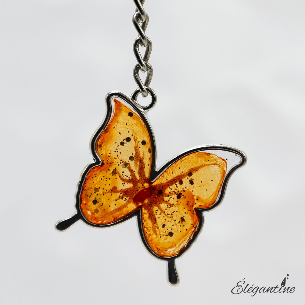 porte clé papillon orange