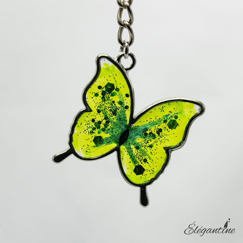porte clé papillon vert