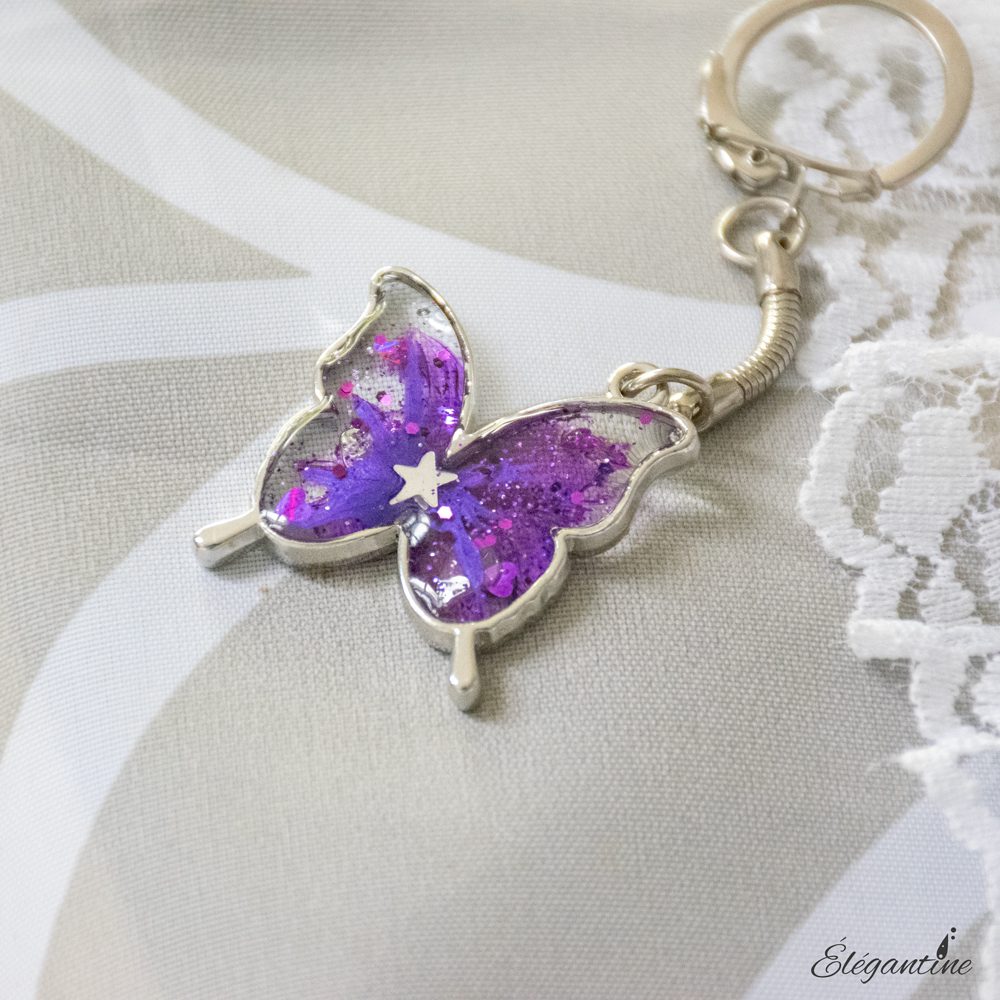 porte clé en résine papillon