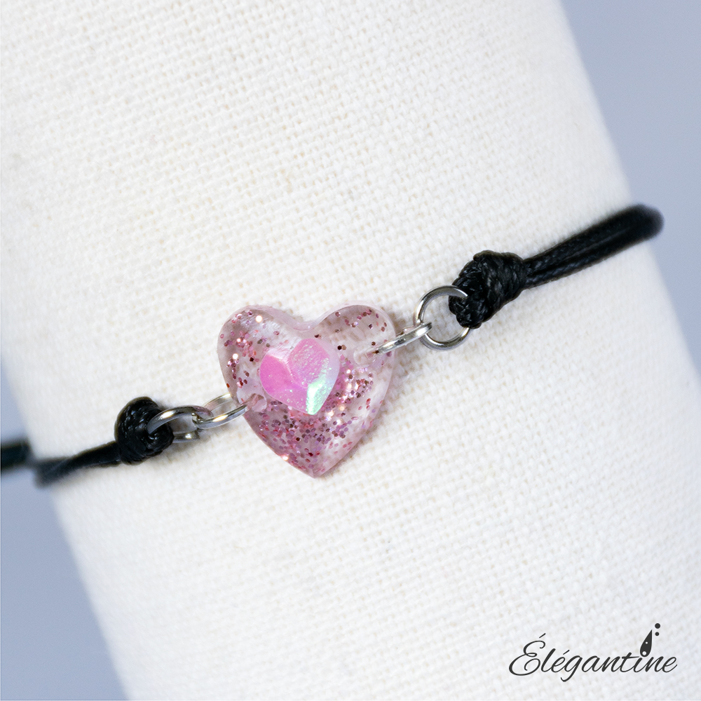 bracelet coeur résine