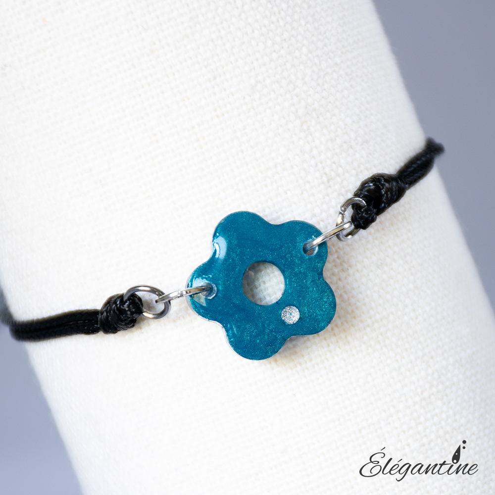 bracelet fleur en résine