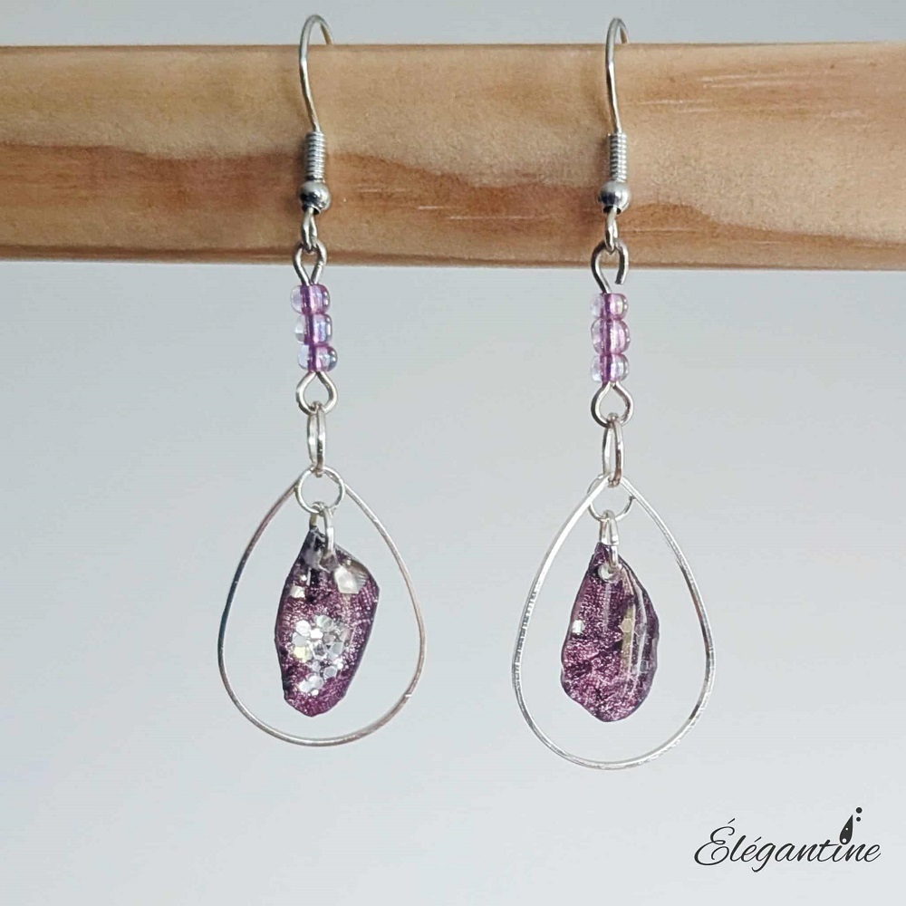 boucles d'oreilles recyclées en résine