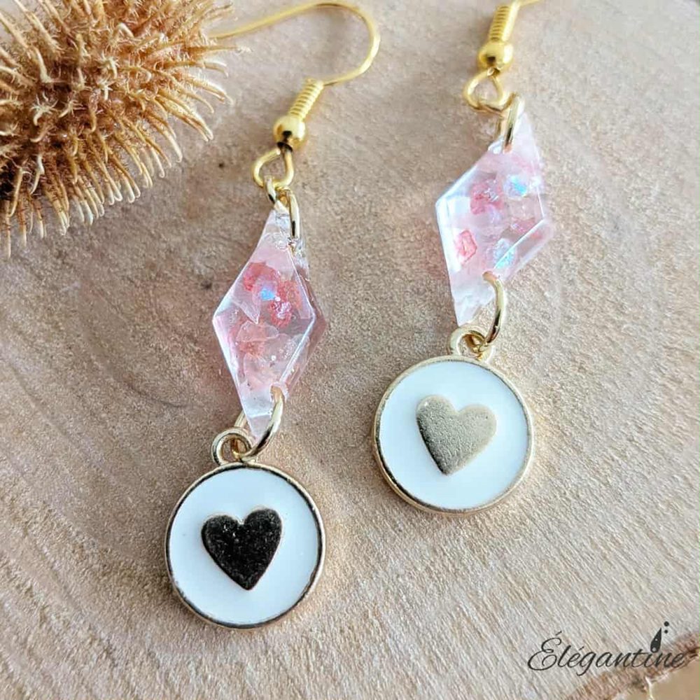 boucles d'oreilles en résine éclats précieux elegantine