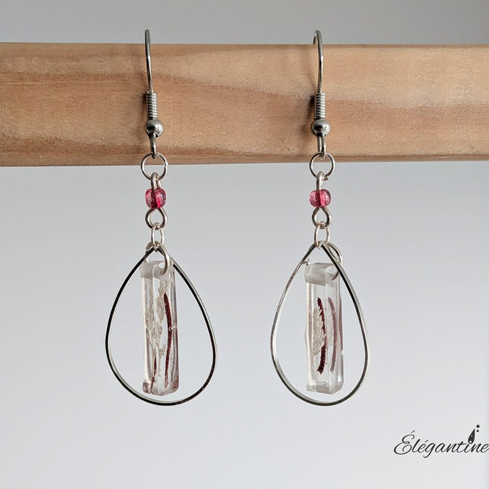 boucles d'oreilles naturelles résine