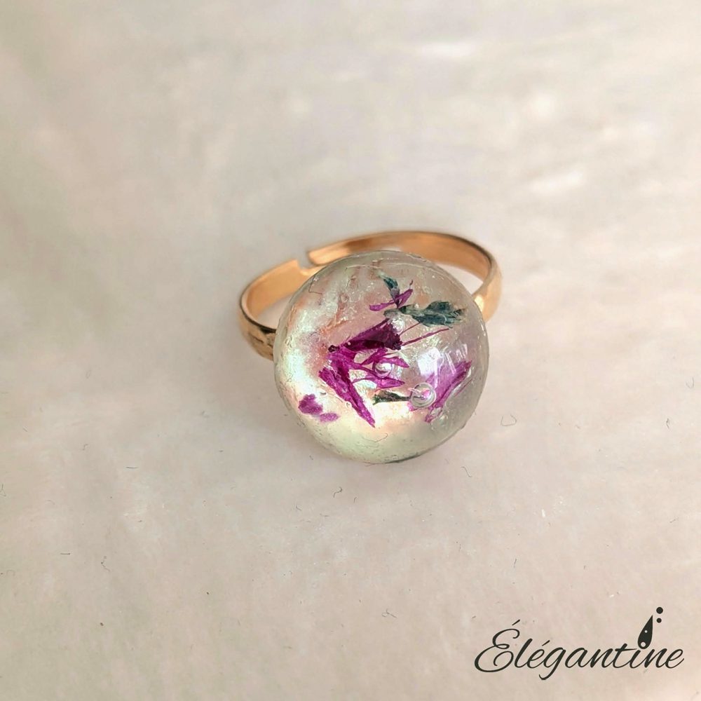 bague résine fleurs séchées