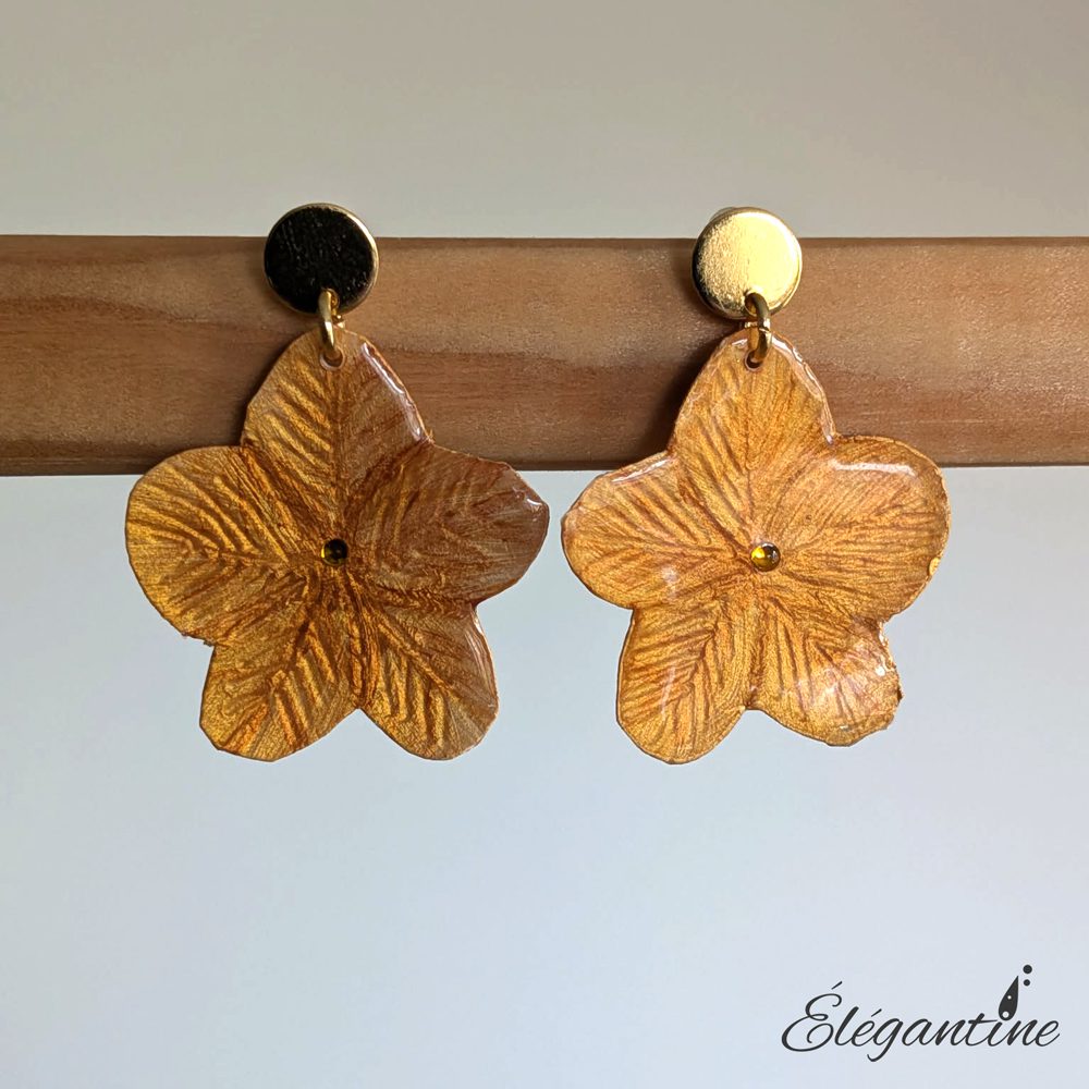 boucles d'oreilles carton résine fleur