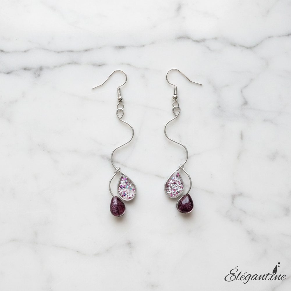 boucles d'oreilles résine transparente